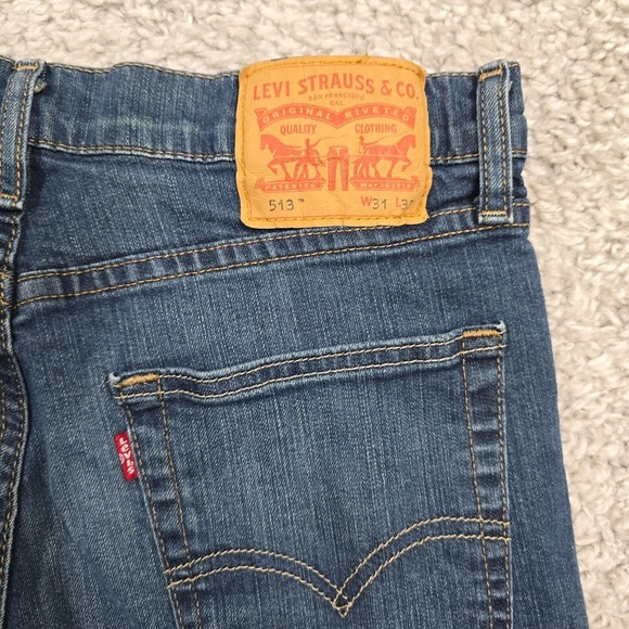 Levis 513 Jeans Mens 31x32 (Fits 30x31) Blue Slim Straight Denim Skater Punk - Picture 8 of 15